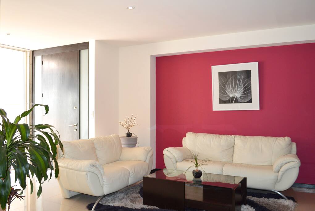 Sala y recibidor amplio, con luz natural y acceso a la terraza.