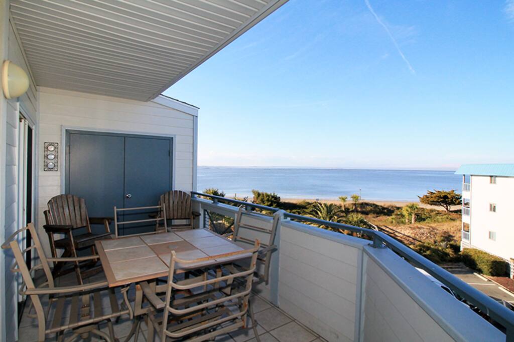 Beautiful Views of the Atlantic Ocean and Savannah River Entrance from your Private Balcony