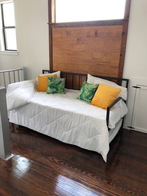 Upstairs foyer. This is a trundle bed, with a second bed that can be pulled out from underneath.