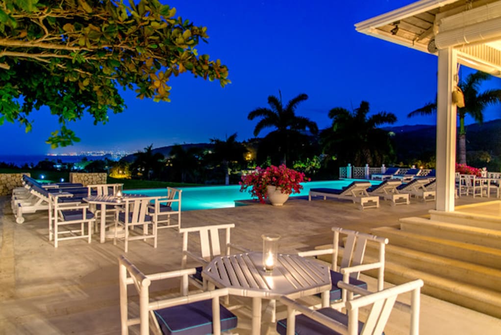 Linger long and late to drink in the stunning vista over the sea all the way to Montego Bay from this remarkable pinnacle on the hill.