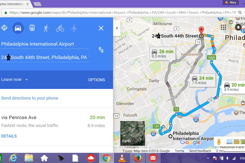 It’s only 20 mins driving from Philadelphia International Airport to the apt. Recommend using Uber or Uber share, cheap and fast.