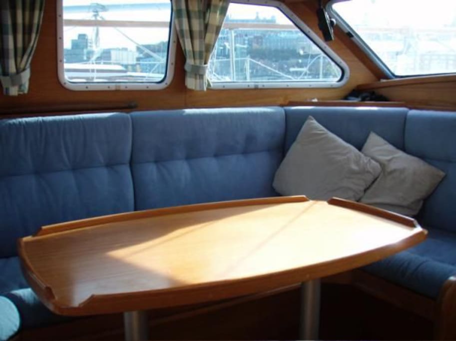 Galley table, comfortably sits six.