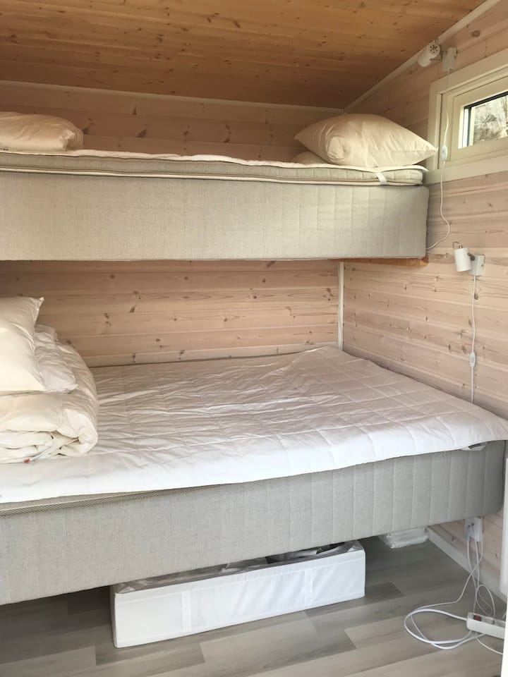 Two of the four bedrooms has a double and a single bed each 