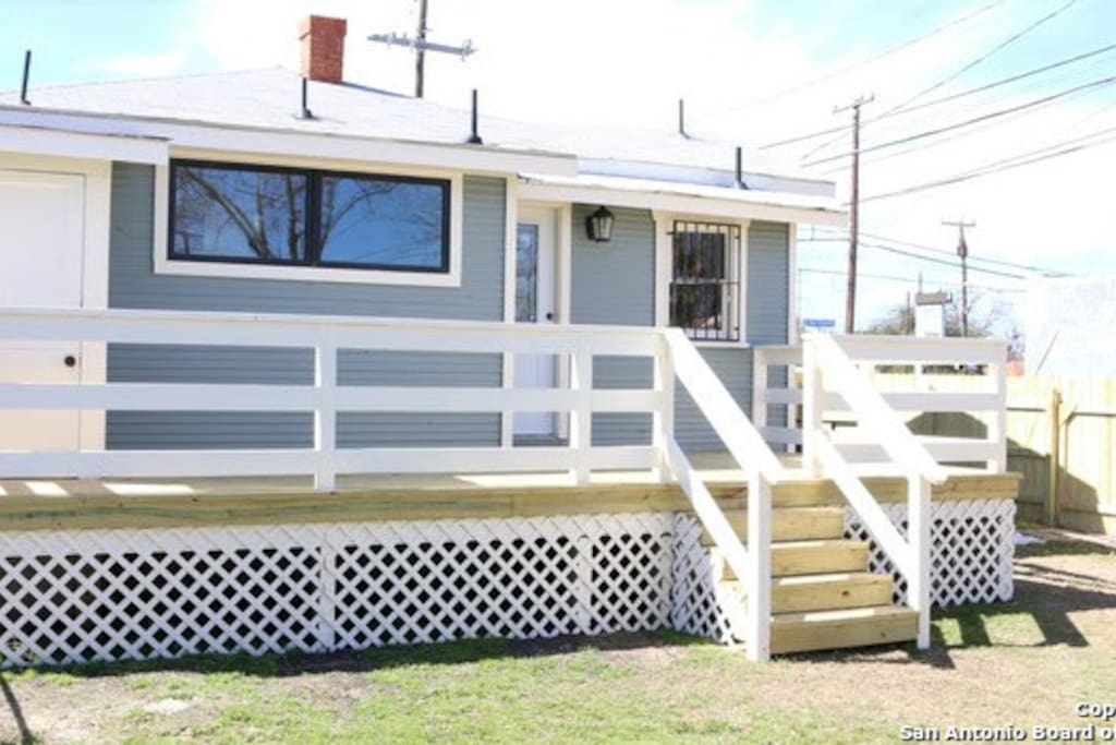 Rear entry wood deck