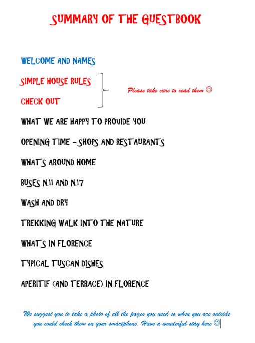 Guest-book with lots of details for our guests :)
