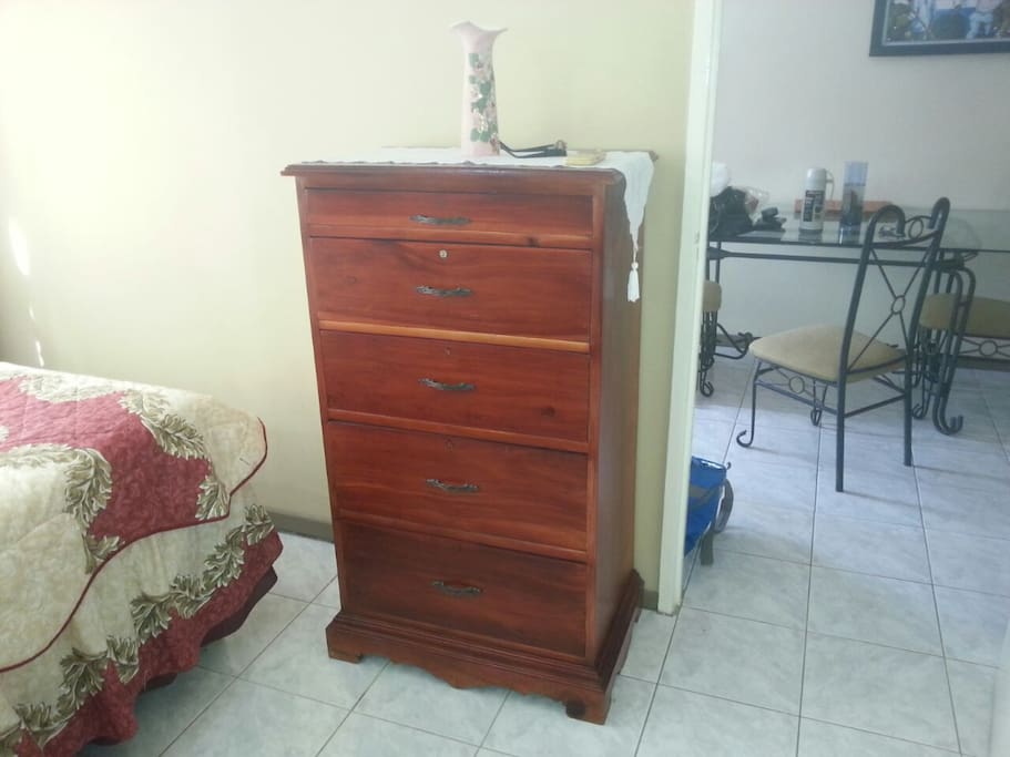 Beautiful mahogany chest, for added storage and organization