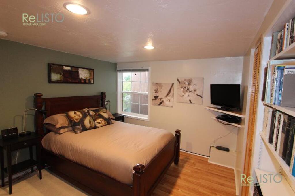 Comfortable full size bed.