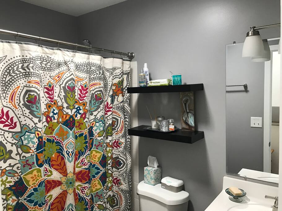 Private full bathroom: Natural daylight via SolaTube. (Plus a gentle solar-powered night-light in the ceiling fixture.)