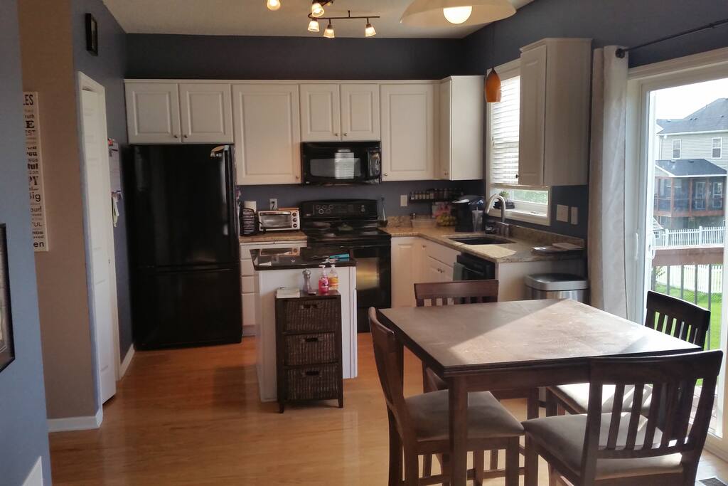 Kitchen area walks out to deck