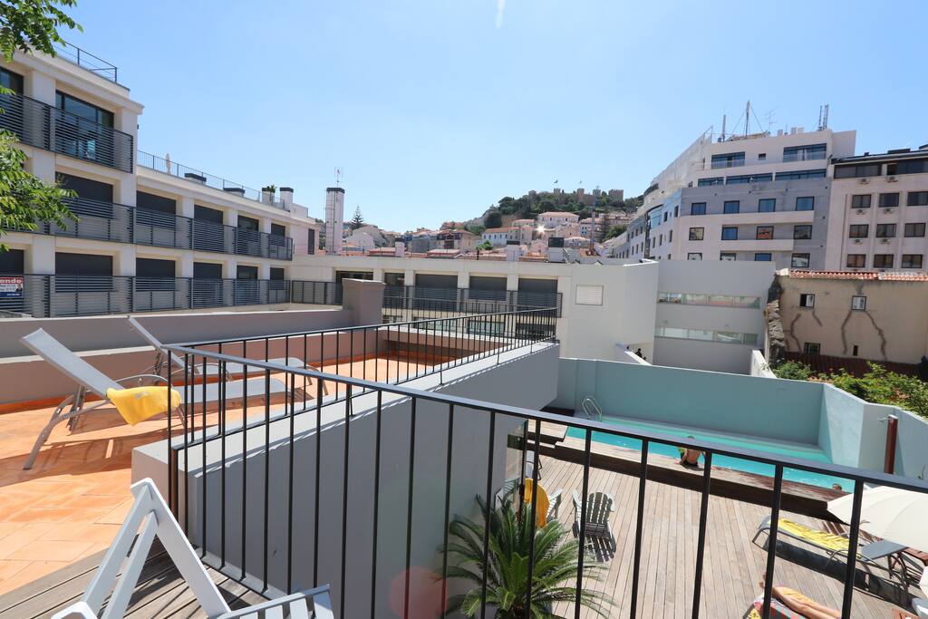 Sun loungers in private terrasse
