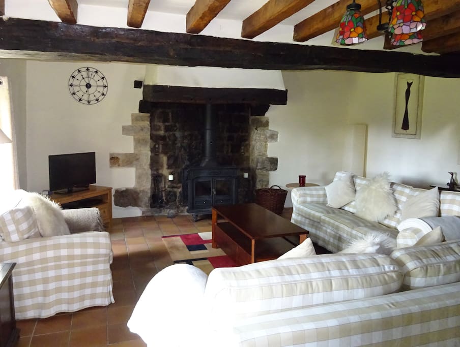 Living room with log burner - very cozy in the winter months