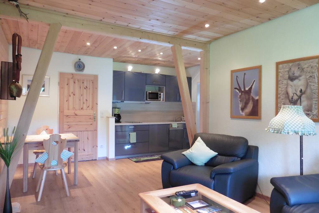 Wohnzimmer mit Küche