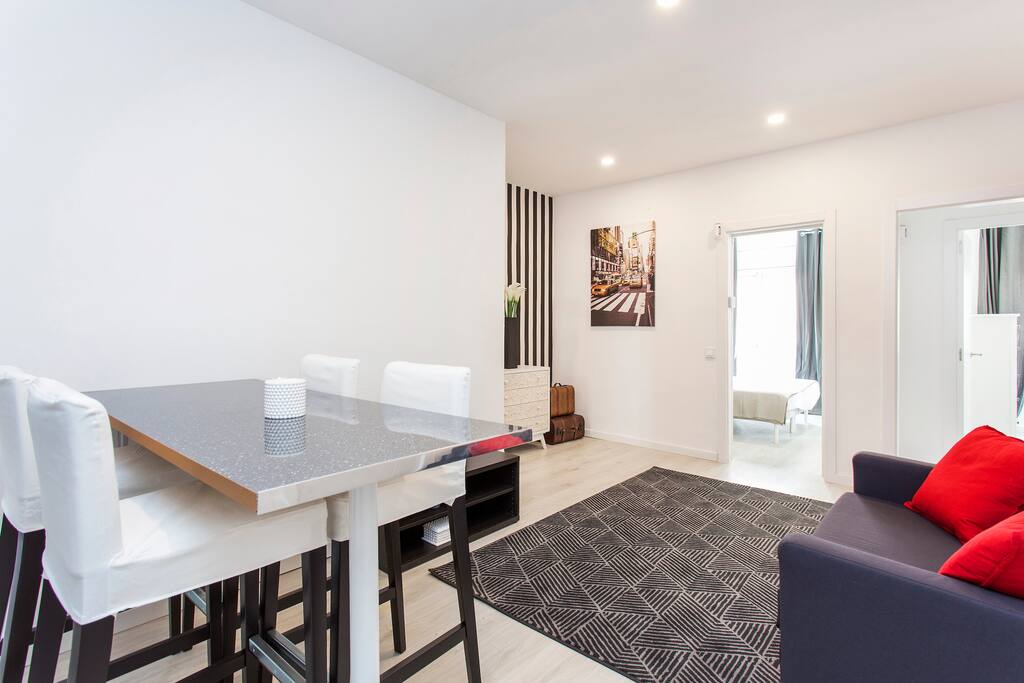 Living room with open kitchen