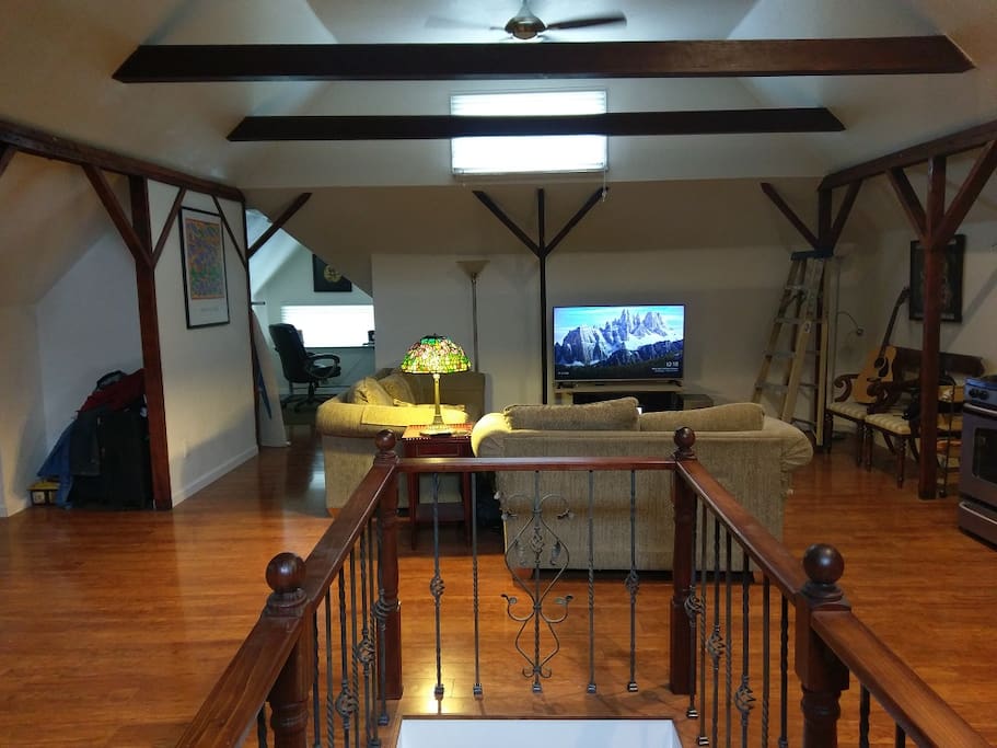 Living room area - love seat and sofa, 55" LG TV