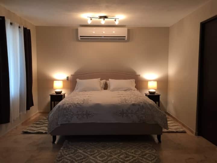 חדר שינה ראשי בשפע יש אמבטיה ראשית וחדר ארונות