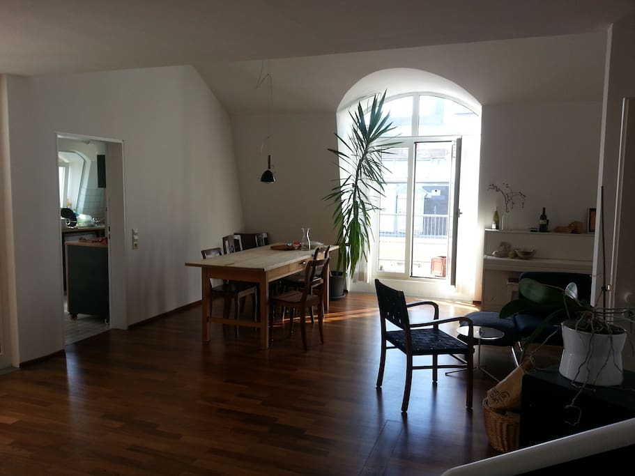 Living room and table to eat in our shared flat