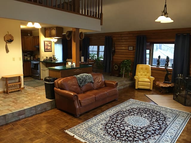 Two Story Log Cabin on Wooded Lot