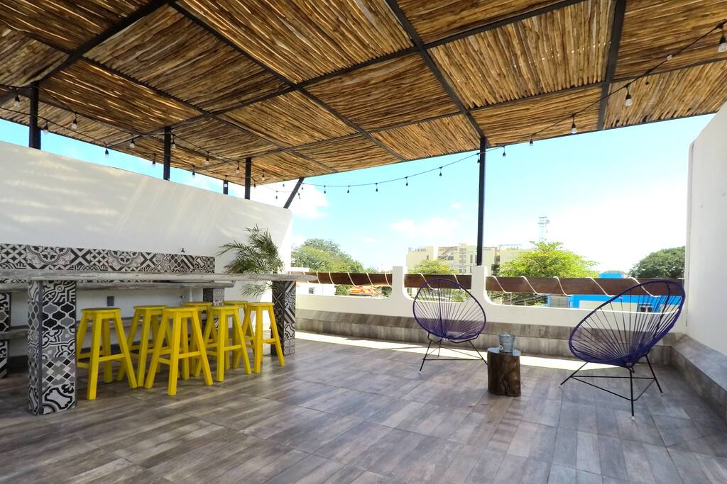 Lounge area on the rooftop with wifi