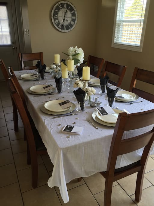 Dining table ready for a dinner party