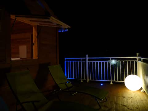 Wooden bungalow ocean view