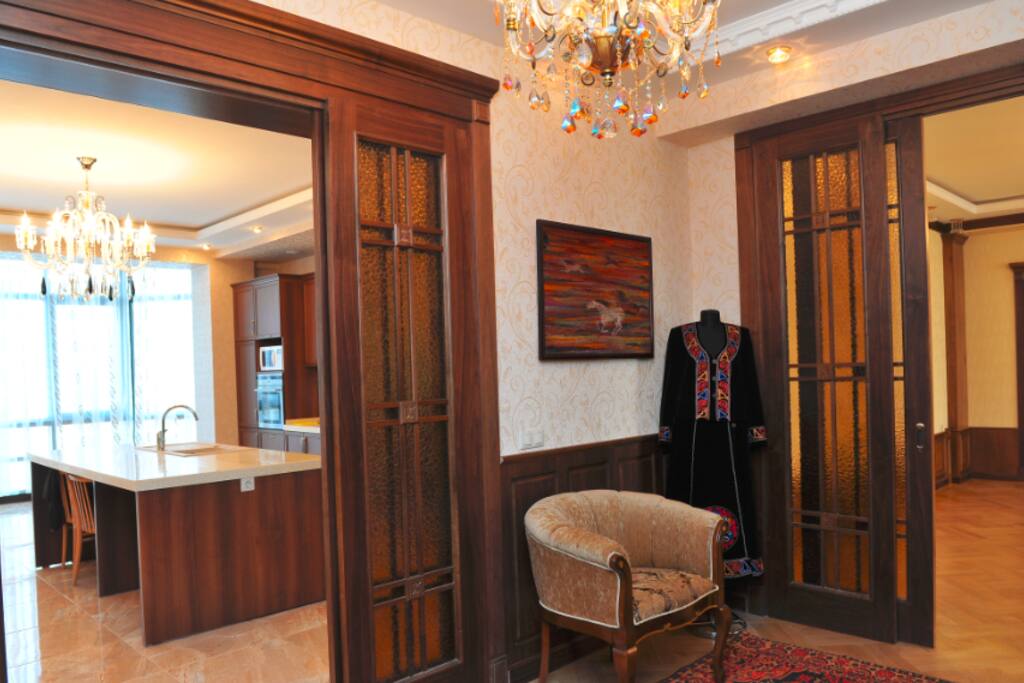 View from the main entrance. Kitchen to your left and living room to your right