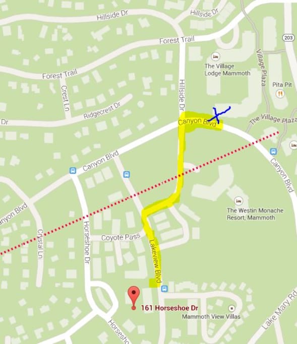 5 minute walk to village
