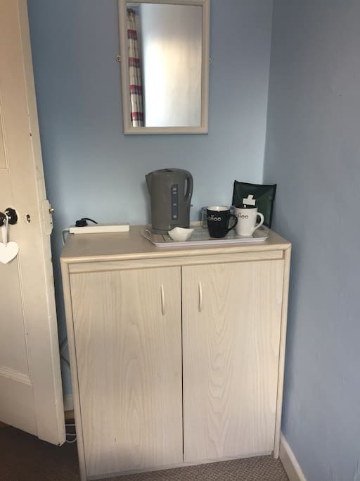 Cupboard space with hot drink facilities