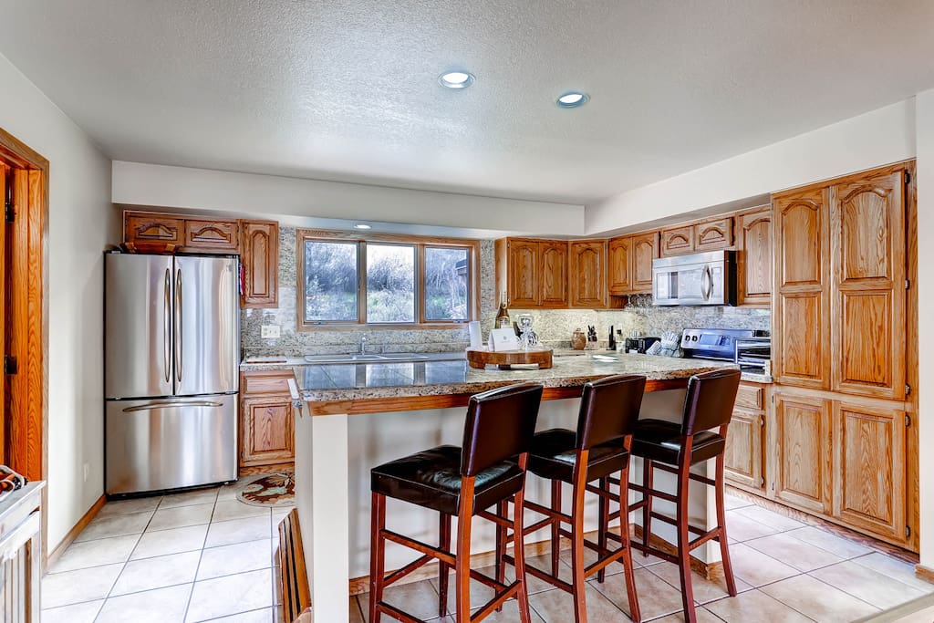 There is plenty of the space in the kitchen