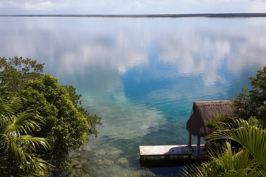 Covered swimming platform