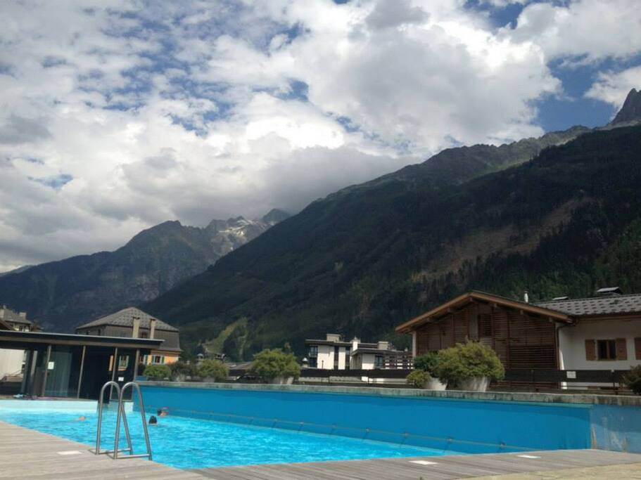 Swimming pool open during summer months
