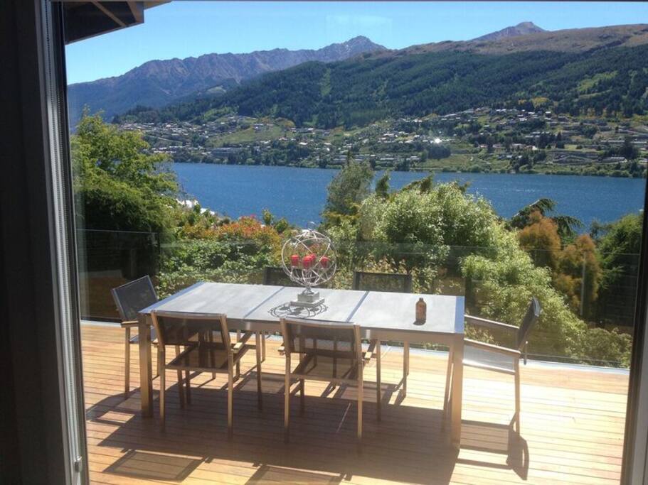 wonderful lake facing deck for al fresco dining