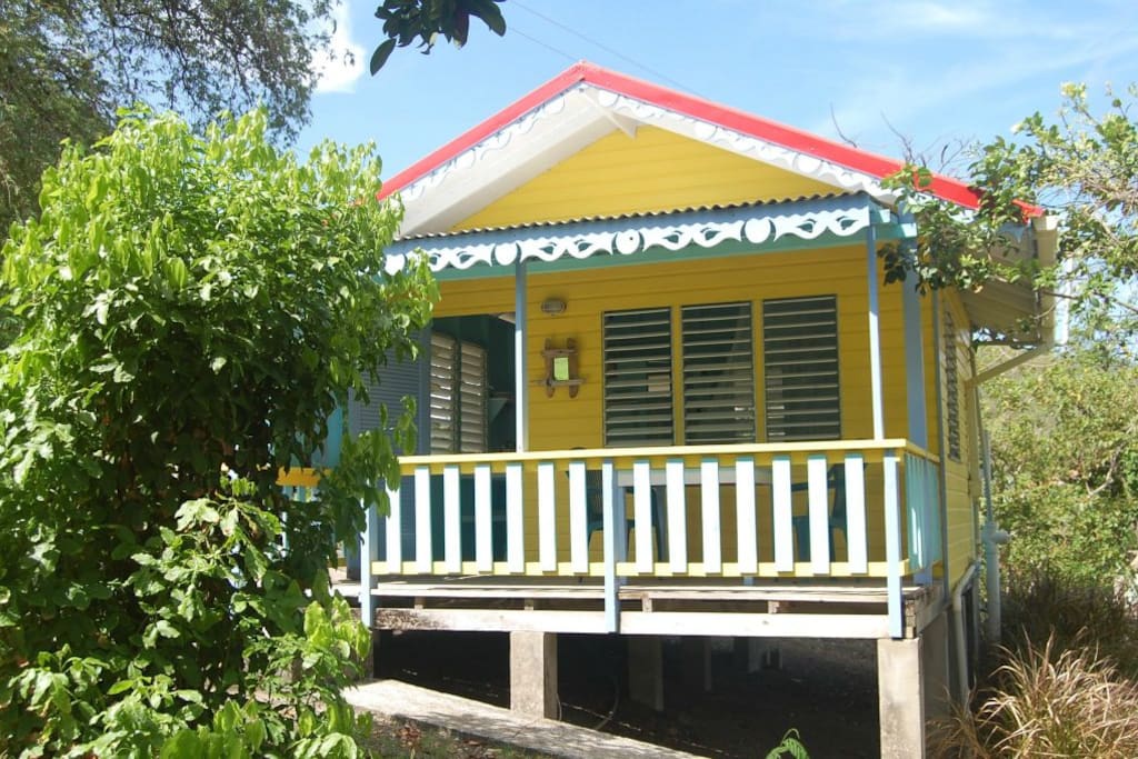 Front porch of the yellow cottage