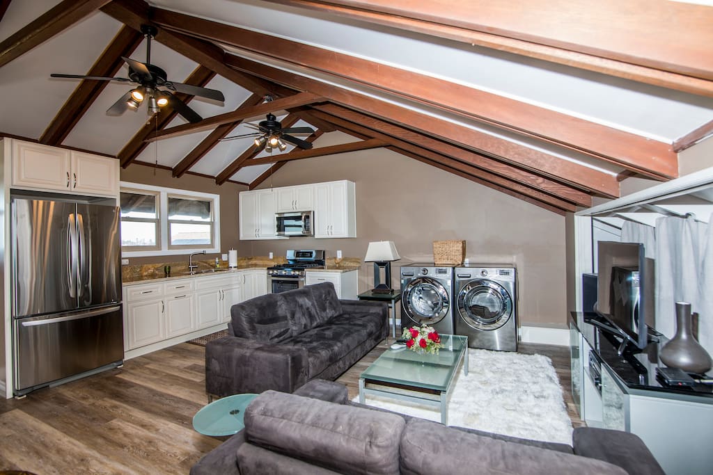 Living room with open kitchen
