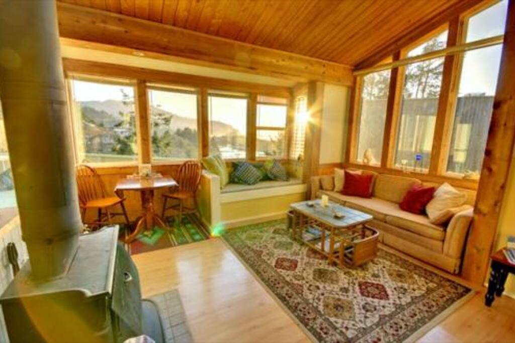 Living area with woodstove