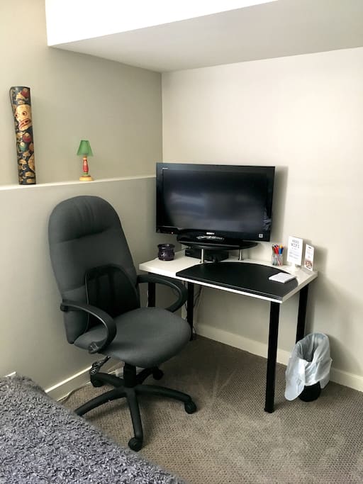 A quiet workspace in your home away from home.