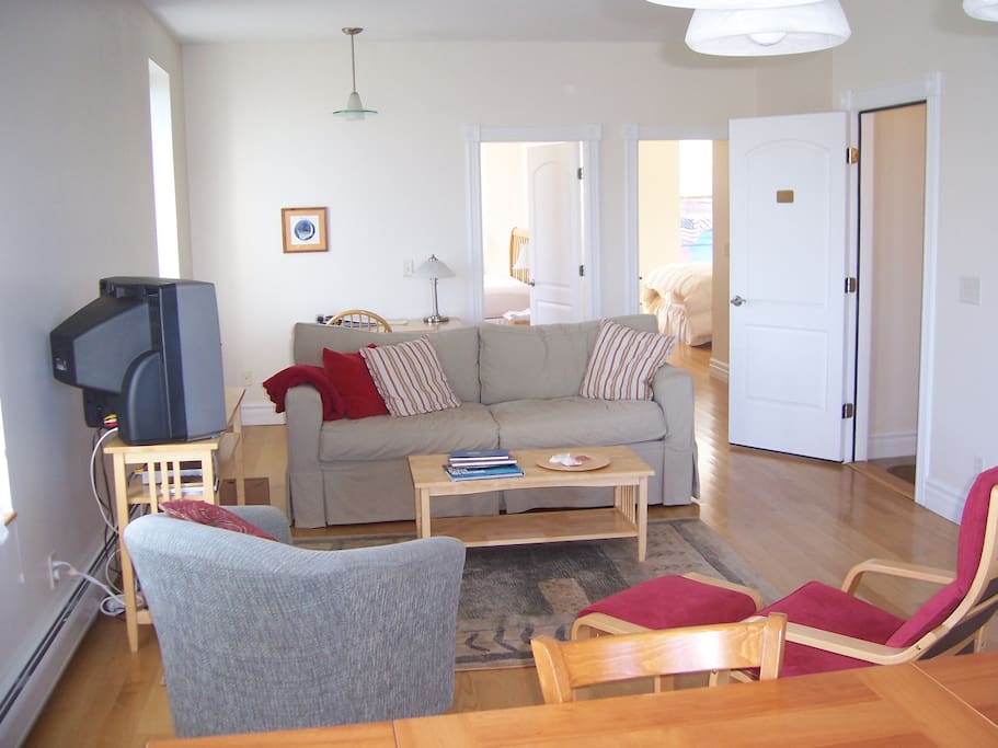 The living room of Water's Edge condo.