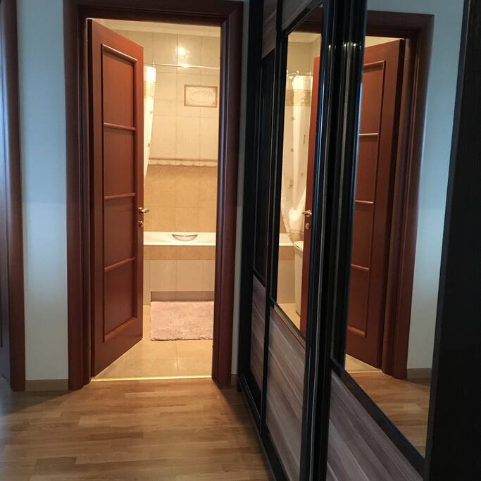 Living room to bathroom