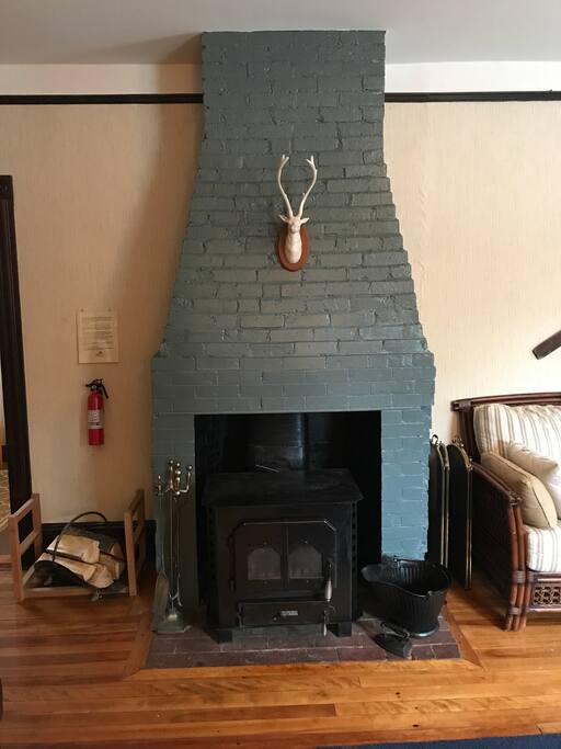 Wood stove in first living room.