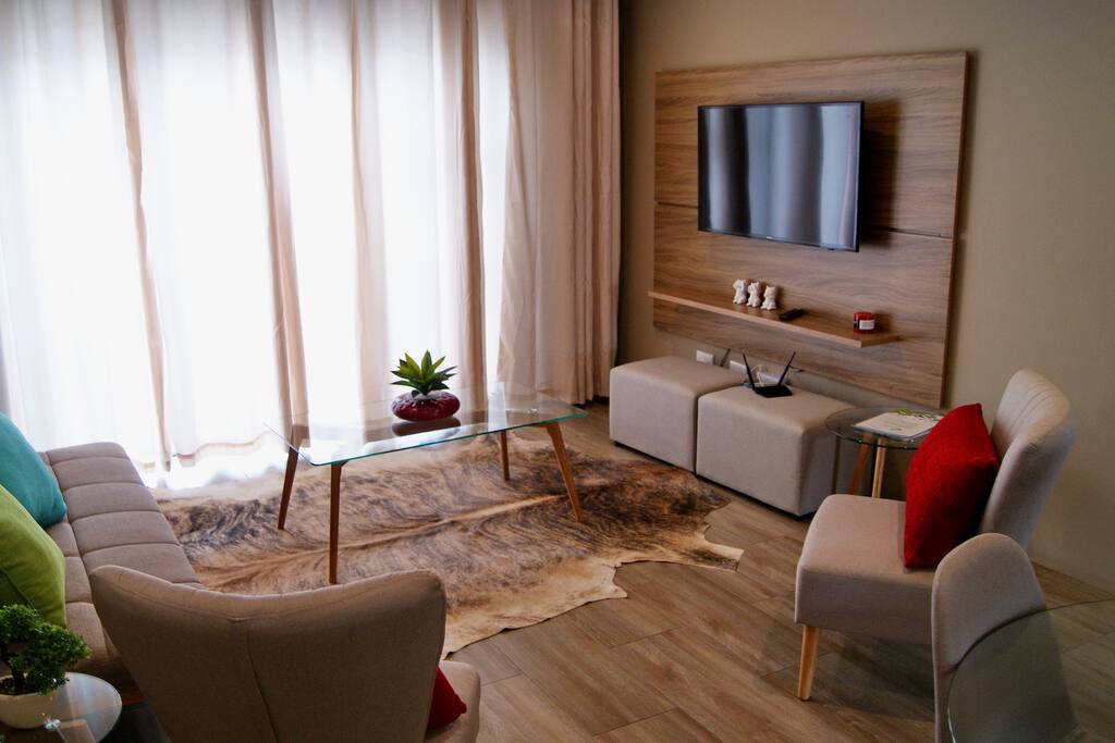Comfortable living space with a sleeper couch if needed.