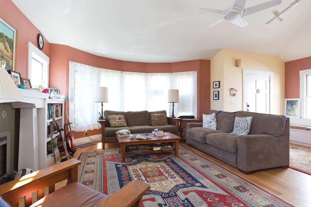 Living room has sofa bed for extra guests.