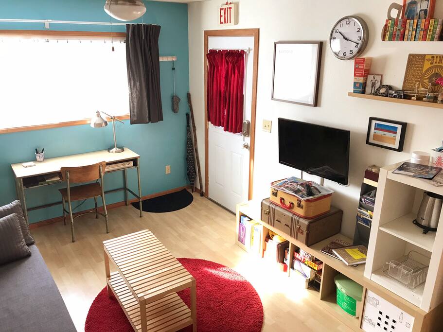 Living room with your private entrance, desk, etc