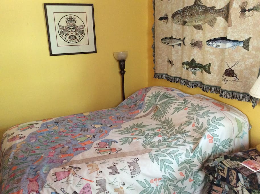 Double Bed with Hand quilted Sujuni Bedspread.