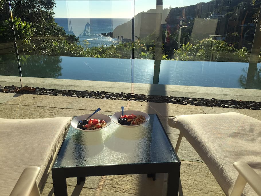 Walk, swim, breakfast - simple.