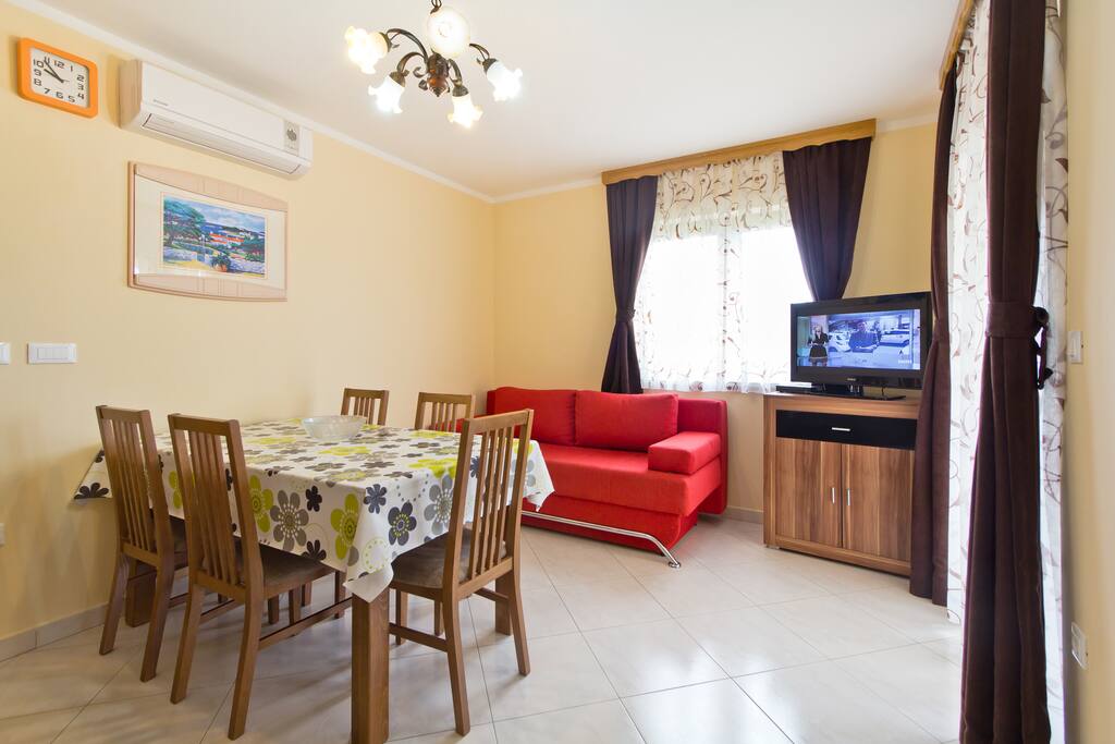 Living room and dining area