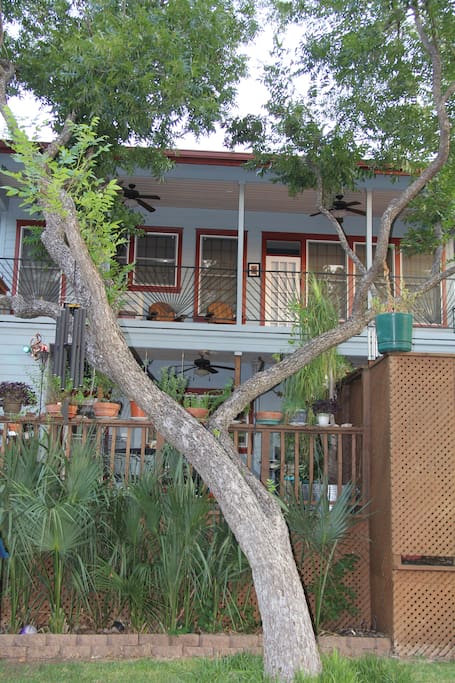 View of the back decks, upper and lower