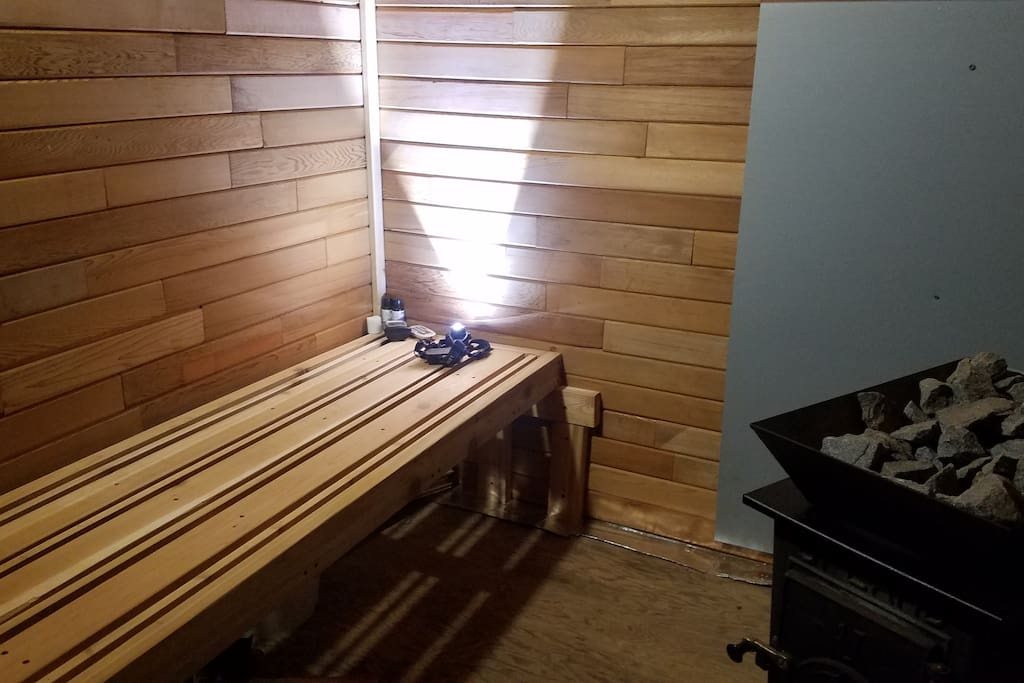 Sauna Bench with Essential oils and remote control for LED lighting