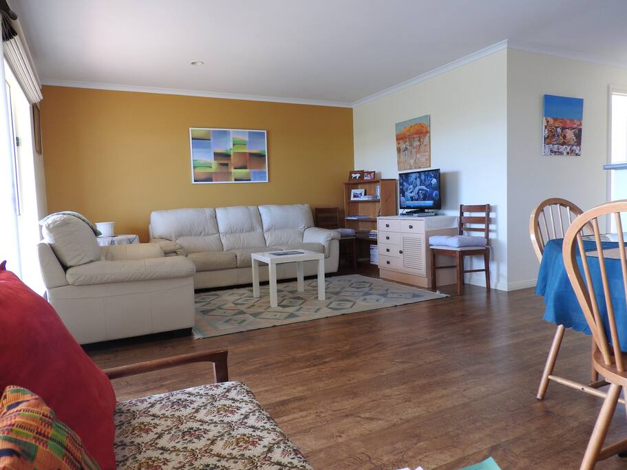 Lounge dining area with water views