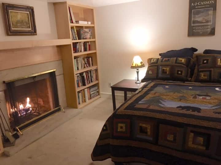 غرفة نوم 2 مع مدفأة
