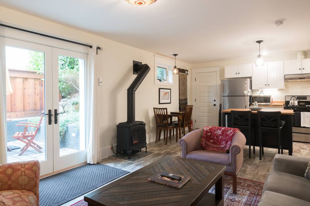 We created this apartment in our home with extra sound proofing in the ceiling so that everyone has all the privacy they want.