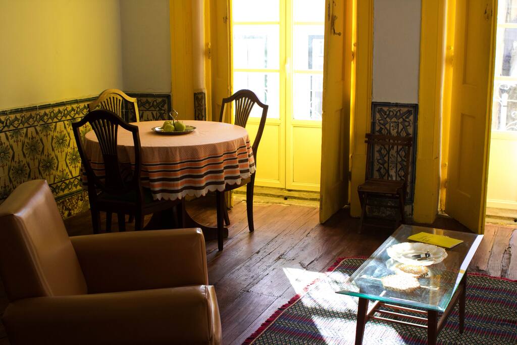 Living room with dining table